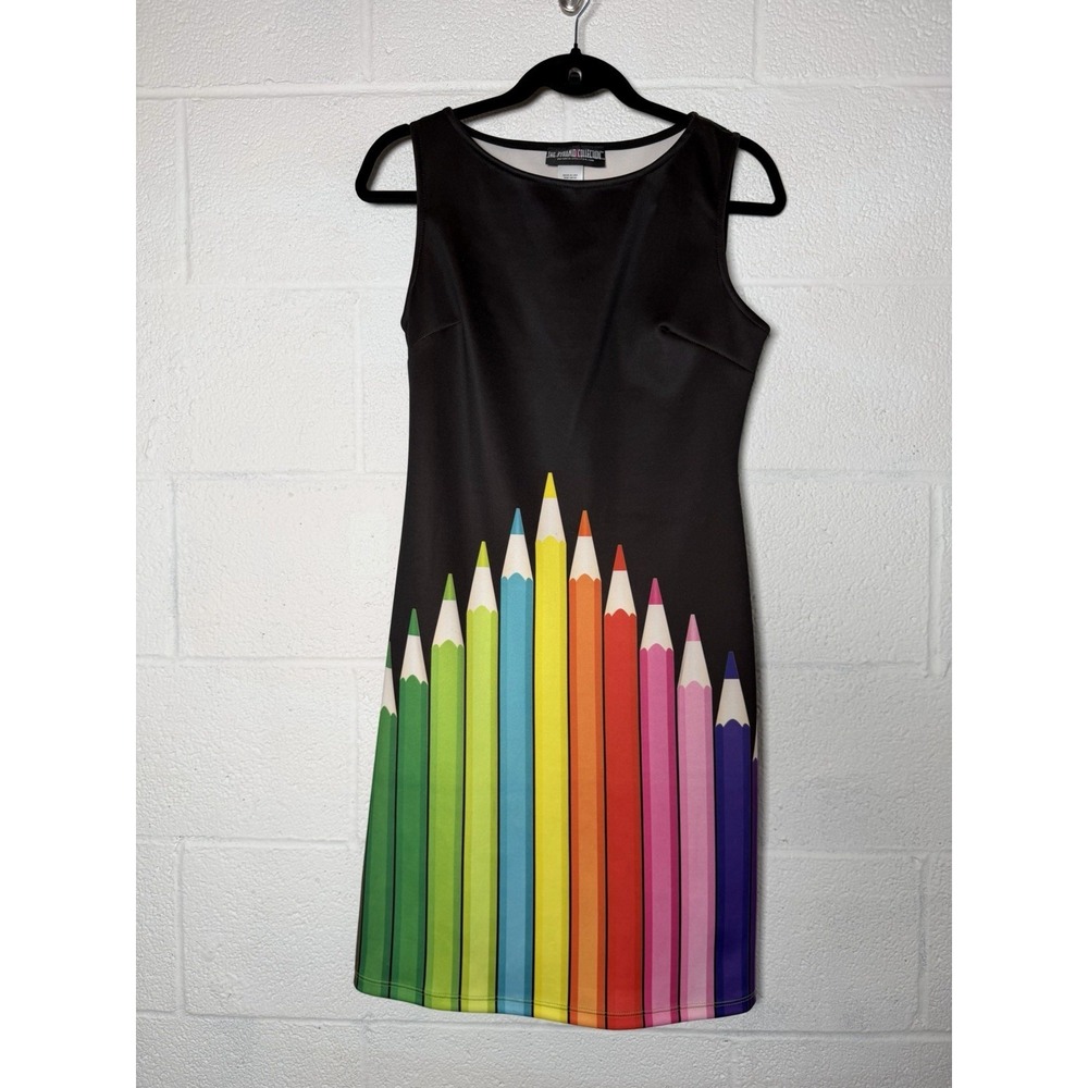 The Pyramid Collection Art Teacher Pencil Print Dress Womens Small Made USA